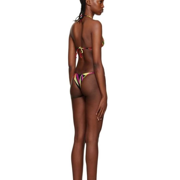 NEW Louisa Ballou Mini Ring Triangle Bikini Electric Pink Flower Medium - Picture 3 of 11